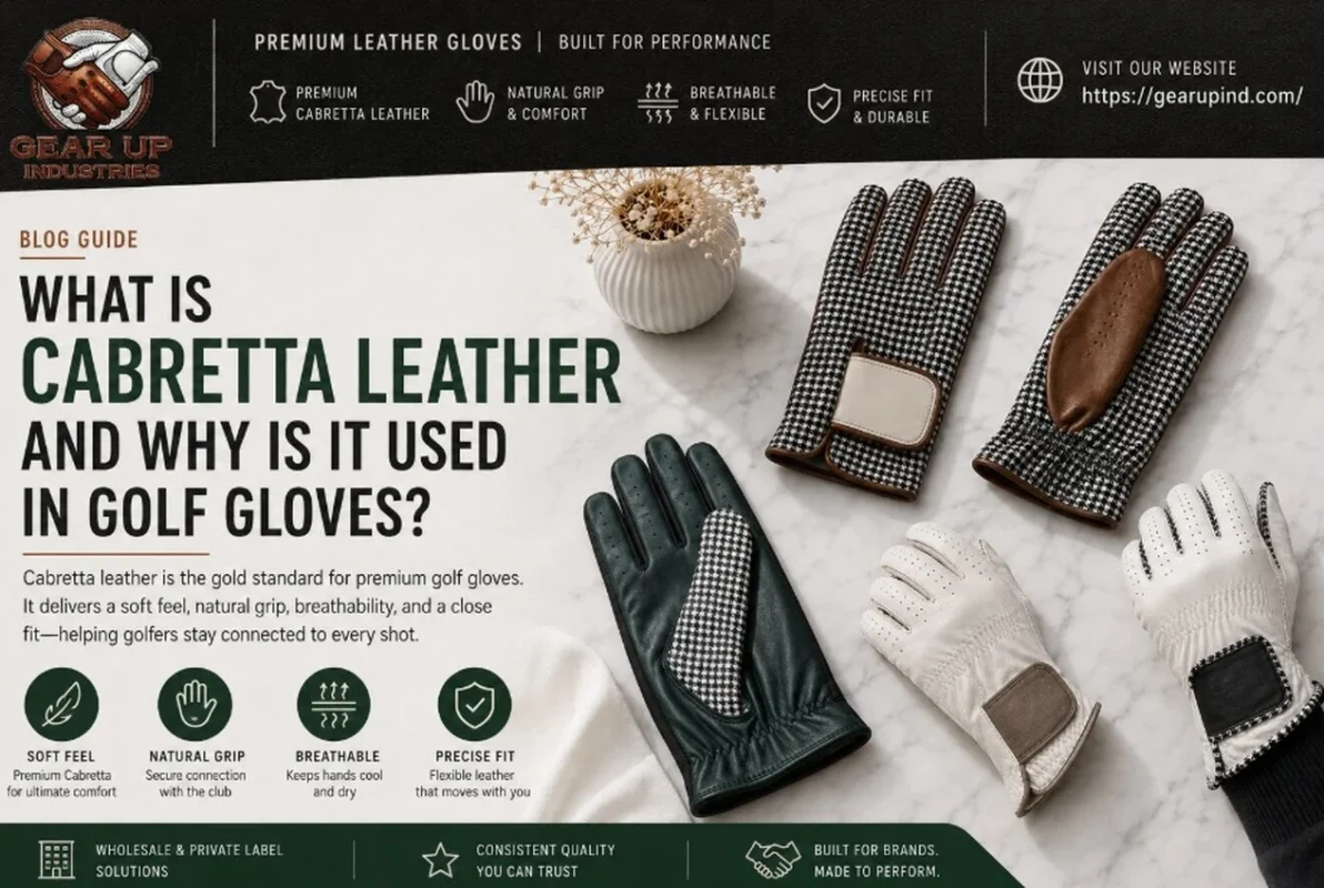 What is cabretta leather and why is it used in golf gloves premium cabretta leather soft feel natural grip breathable precise fit Gear Up Industries blog guide