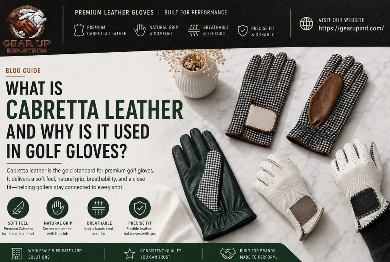 What is cabretta leather and why is it used in golf gloves premium cabretta leather soft feel natural grip breathable precise fit Gear Up Industries blog guide