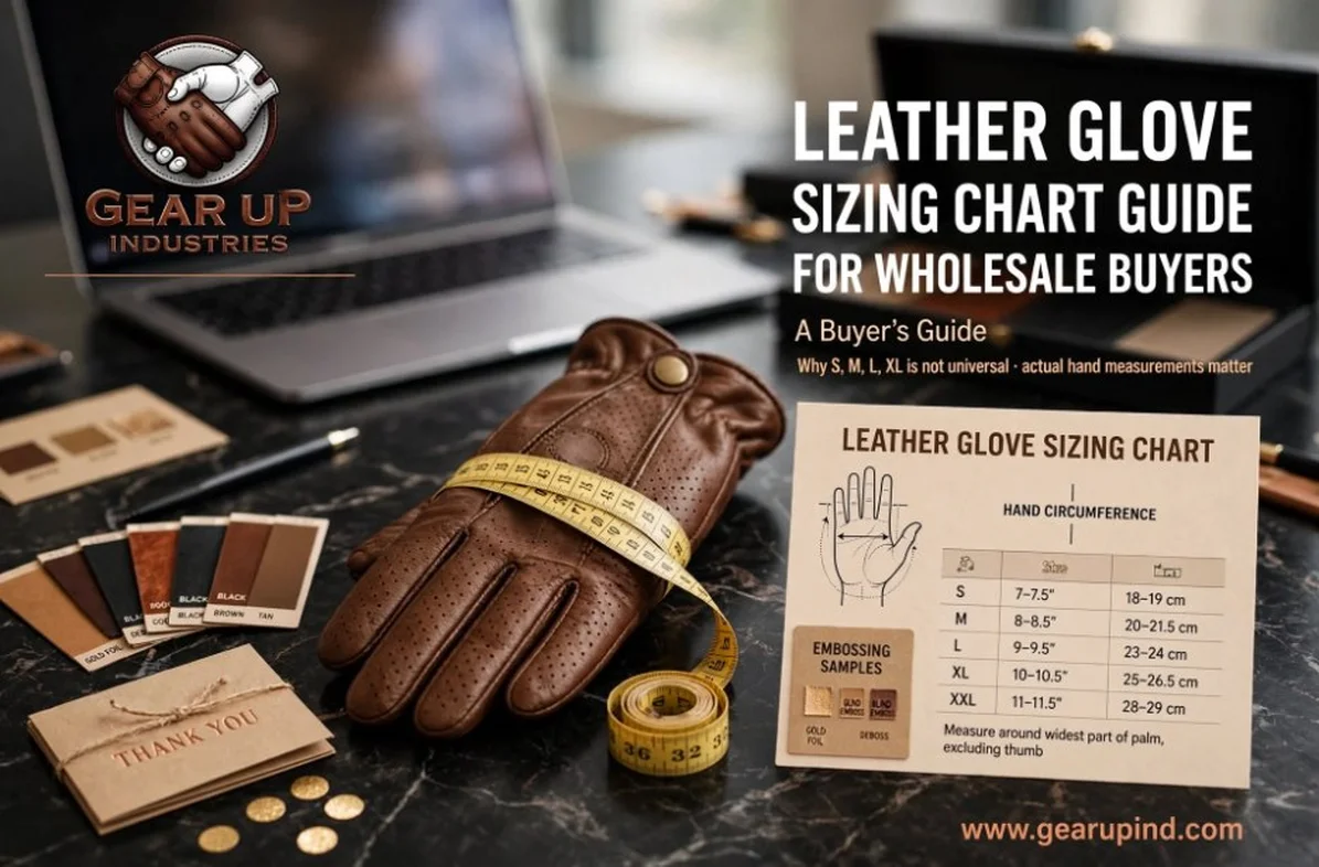 Leather glove sizing chart guide for wholesale buyers