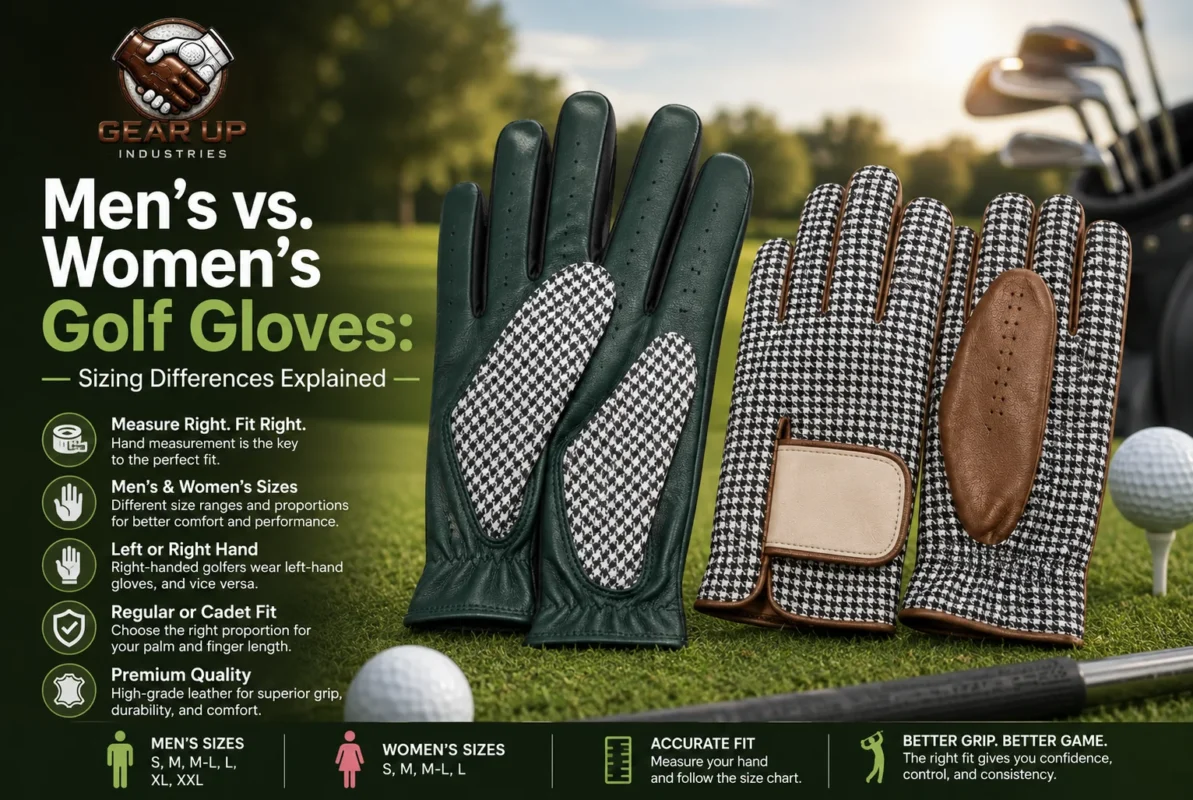 Men’s vs women’s golf gloves sizing differences with Gear Up Industries gloves